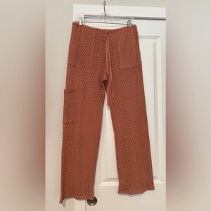 Splendid Rust Crochet Swim Coverup Pants